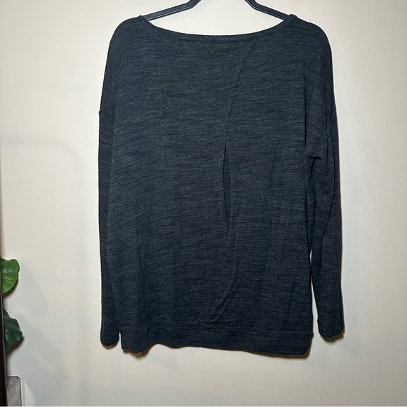 Lou & Grey Signaturesoft Charcoal Knit Open Back Long Sleeve Top Size Large - Picture 11 of 16